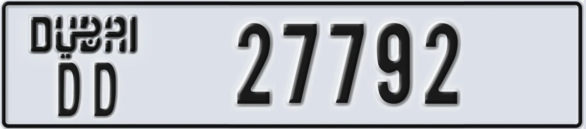 UAE License Plate Dubai DD 27792