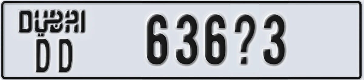 UAE License Plate Dubai DD 636X3