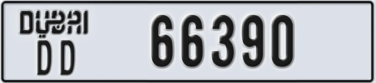 UAE License Plate Dubai DD 66390