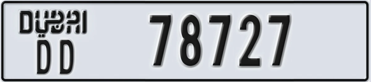 UAE License Plate Dubai DD 78727