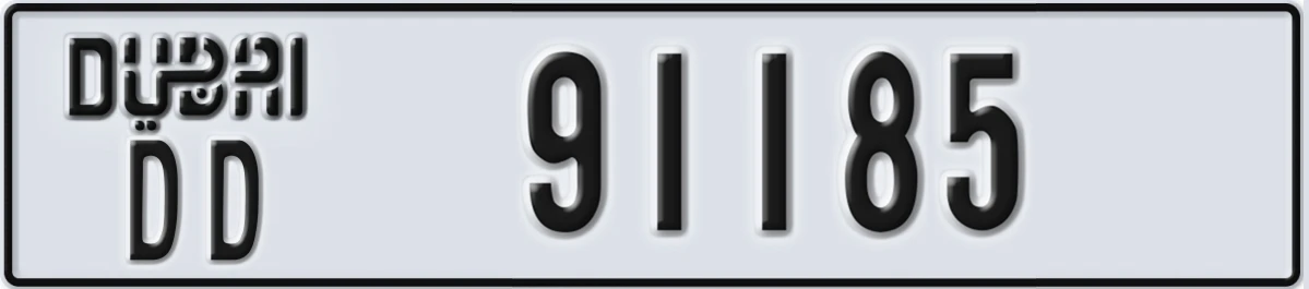 UAE License Plate Dubai DD 91185