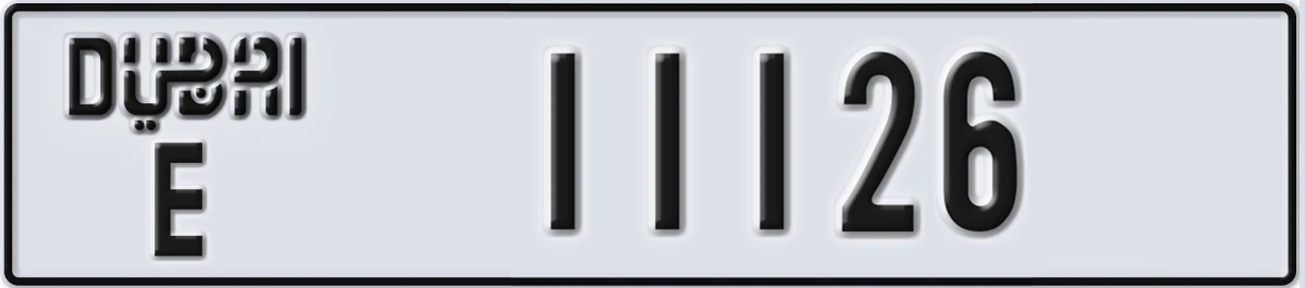 UAE License Plate Dubai E 11126