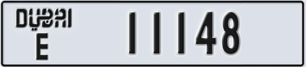 UAE License Plate Dubai E 11148