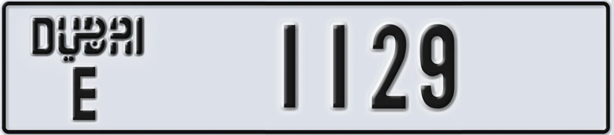 UAE License Plate Dubai E 1129