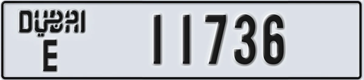 UAE License Plate Dubai E 11736