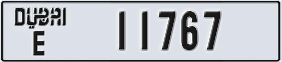 UAE License Plate Dubai E 11767