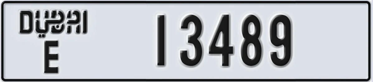 UAE License Plate Dubai E 13489