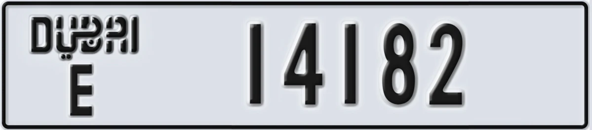 UAE License Plate Dubai E 14182