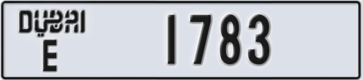 UAE License Plate Dubai E 1783