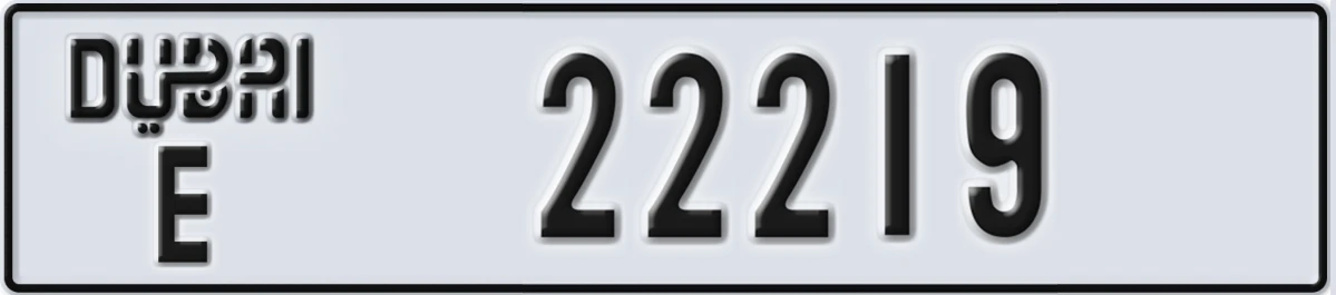 UAE License Plate Dubai E 22219