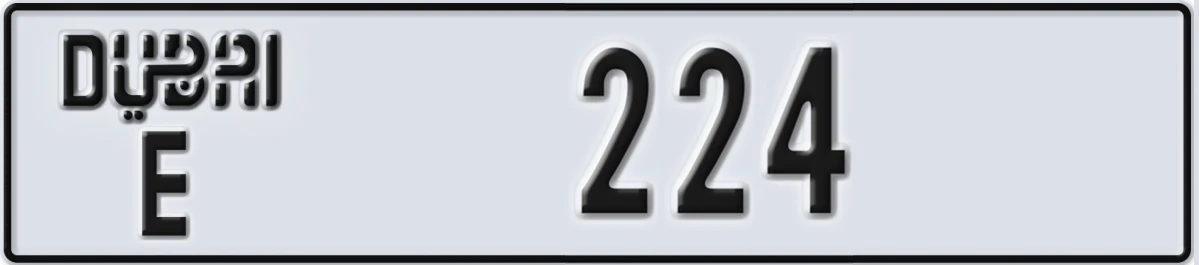 UAE License Plate Dubai E 224