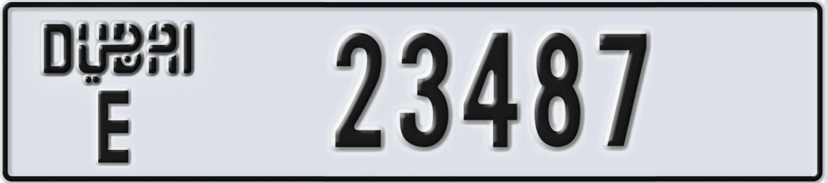UAE License Plate Dubai E 23487