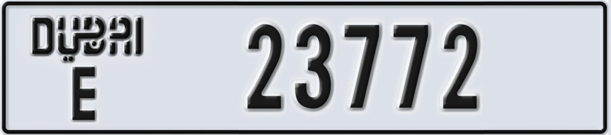 UAE License Plate Dubai E 23772