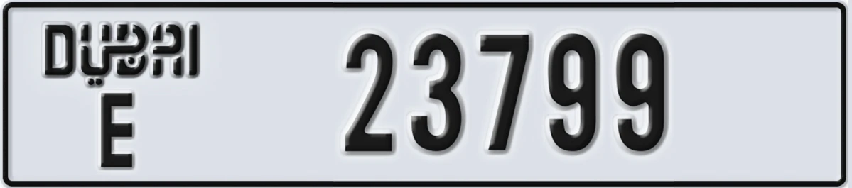 UAE License Plate Dubai E 23799