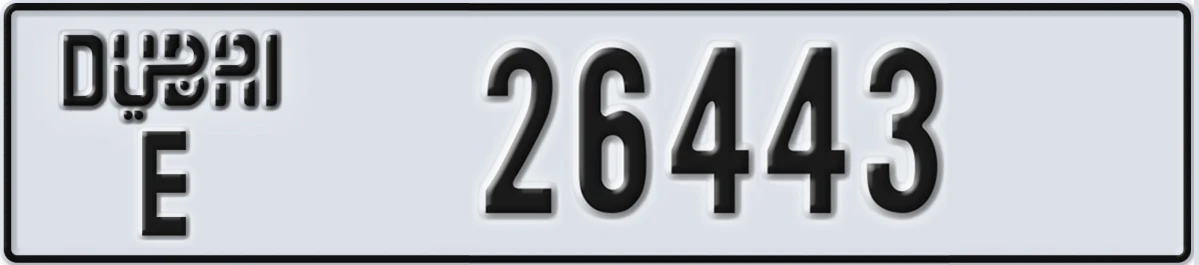 UAE License Plate Dubai E 26443