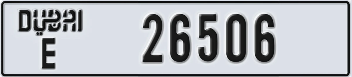 UAE License Plate Dubai E 26506