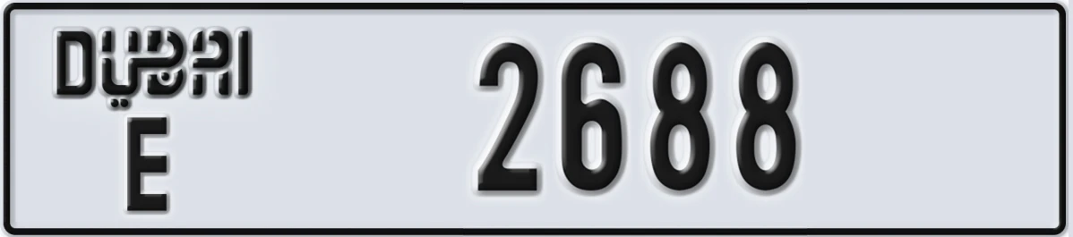 UAE License Plate Dubai E 2688