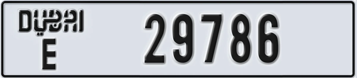 UAE License Plate Dubai E 29786