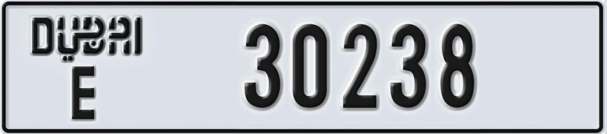UAE License Plate Dubai E 30238