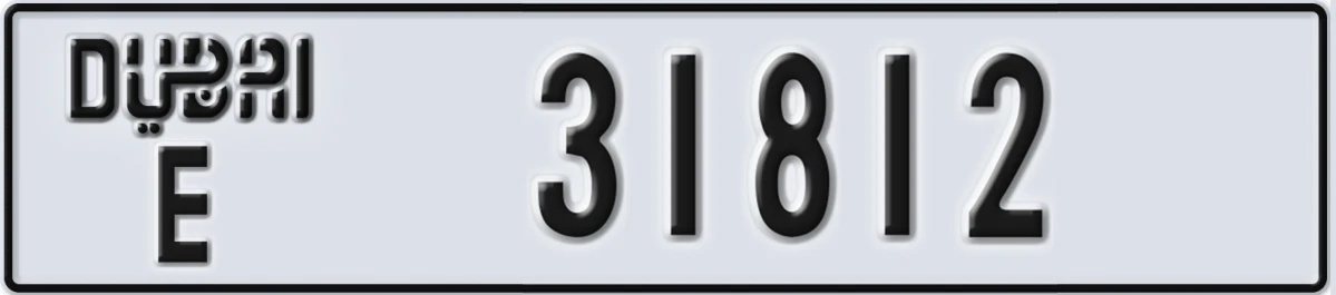 UAE License Plate Dubai E 31812