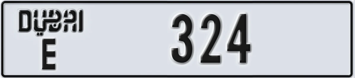 UAE License Plate Dubai E 324