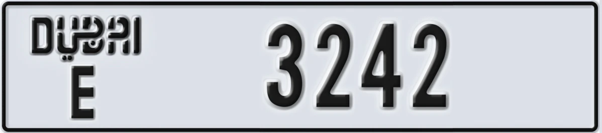 UAE License Plate Dubai E 3242