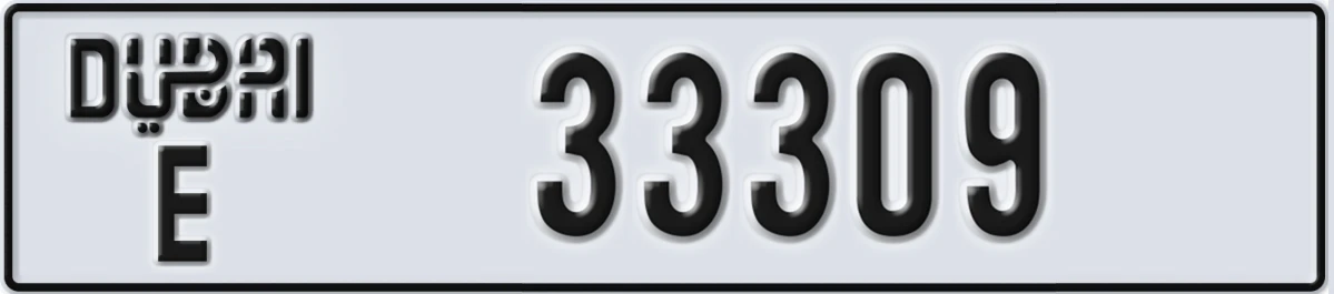 UAE License Plate Dubai E 33309