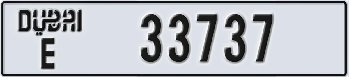 UAE License Plate Dubai E 33737