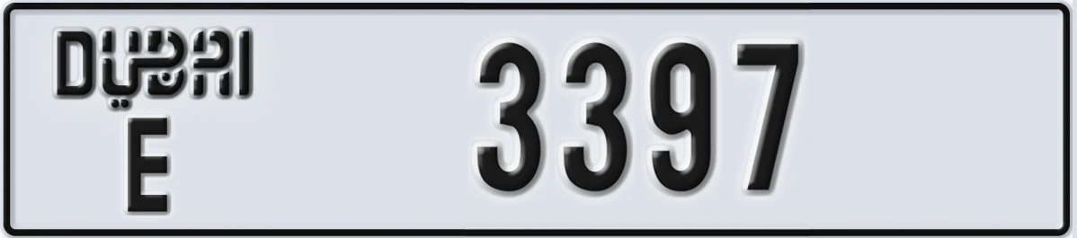 UAE License Plate Dubai E 3397