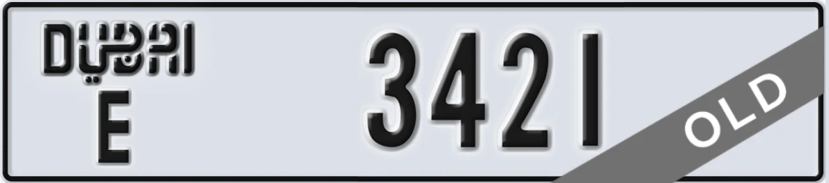 UAE License Plate Dubai E 3421