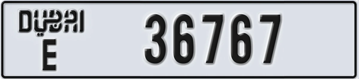 UAE License Plate Dubai E 36767