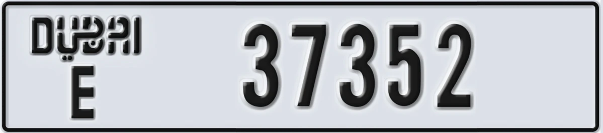 UAE License Plate Dubai E 37352