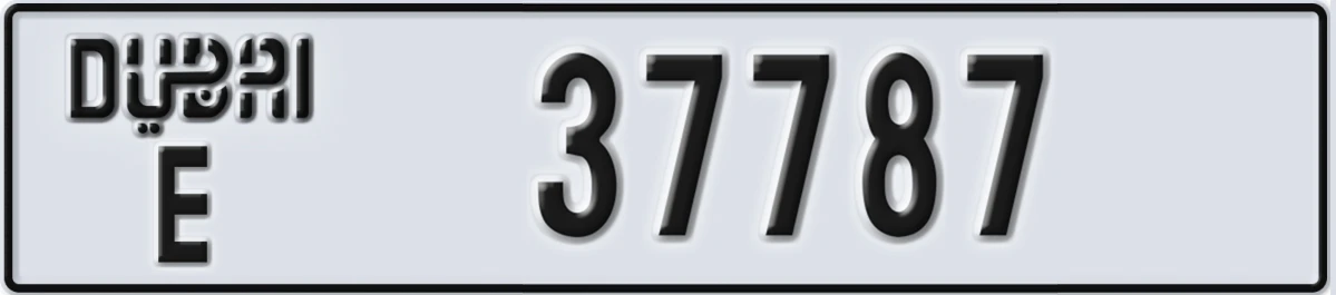 UAE License Plate Dubai E 37787