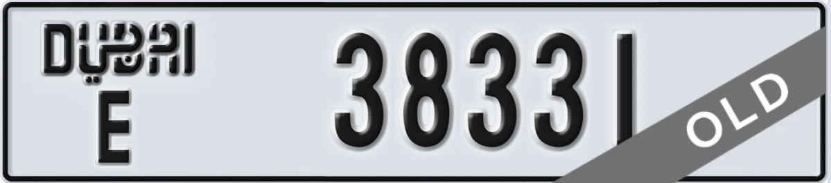 UAE License Plate Dubai E 38331
