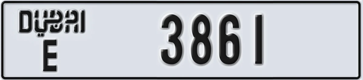UAE License Plate Dubai E 3861
