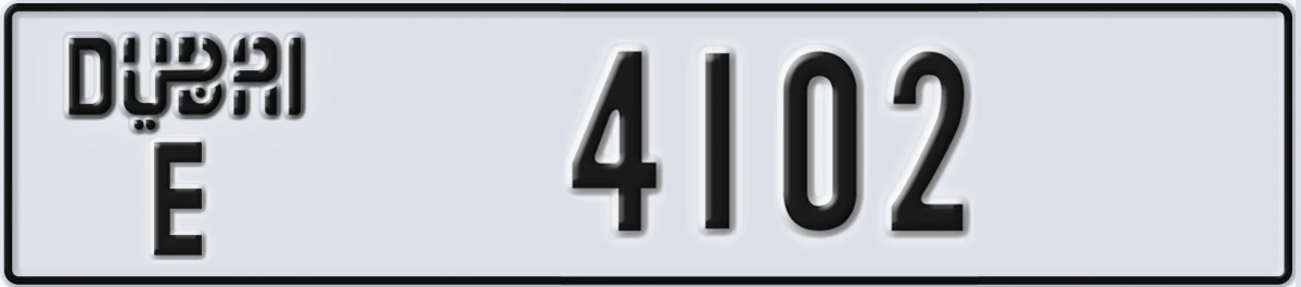 UAE License Plate Dubai E 4102