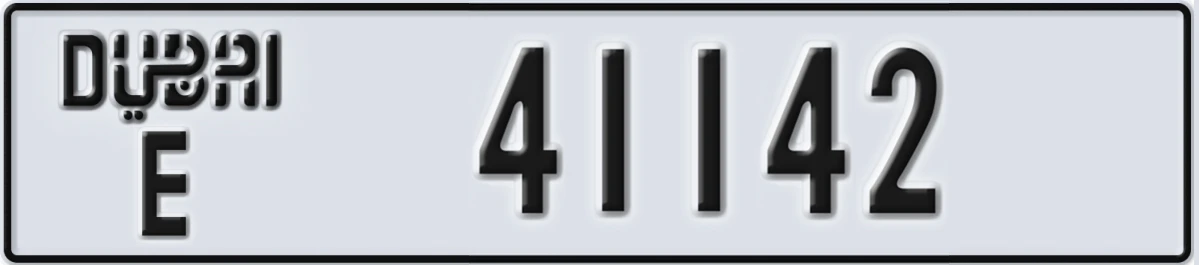 UAE License Plate Dubai E 41142