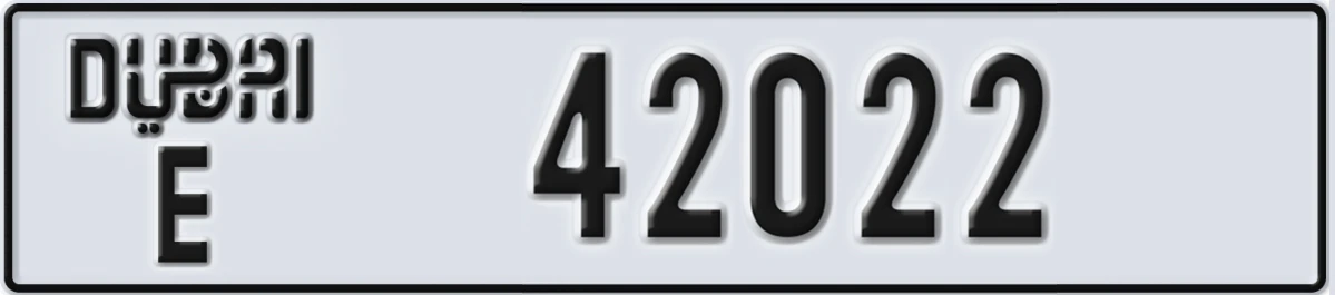 UAE License Plate Dubai E 42022