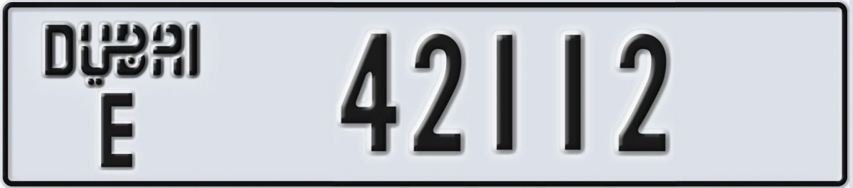 UAE License Plate Dubai E 42112