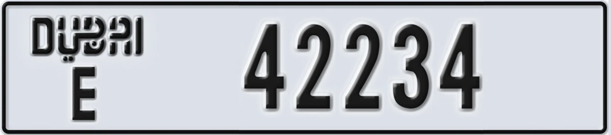 UAE License Plate Dubai E 42234
