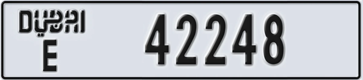 UAE License Plate Dubai E 42248