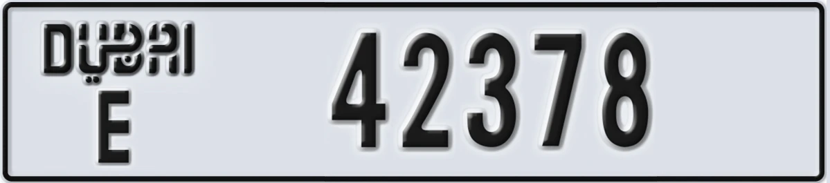 UAE License Plate Dubai E 42378