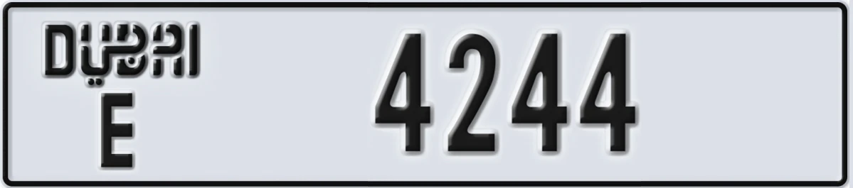 UAE License Plate Dubai E 4244