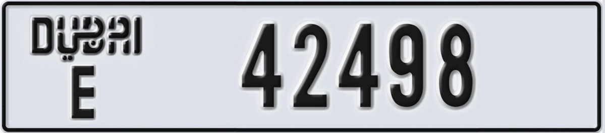 UAE License Plate Dubai E 42498