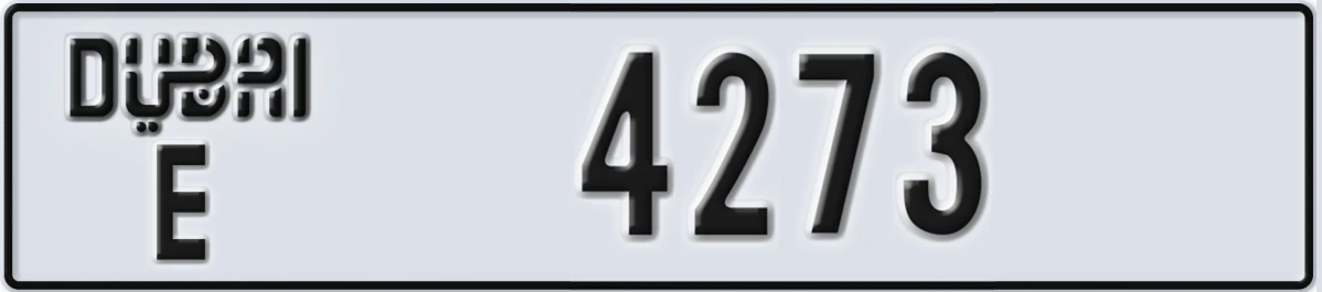 UAE License Plate Dubai E 4273