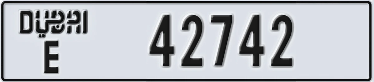 UAE License Plate Dubai E 42742