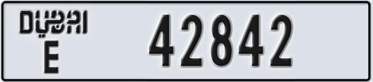 UAE License Plate Dubai E 42842