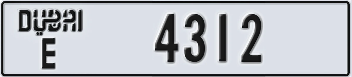 UAE License Plate Dubai E 4312