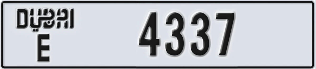 UAE License Plate Dubai E 4337