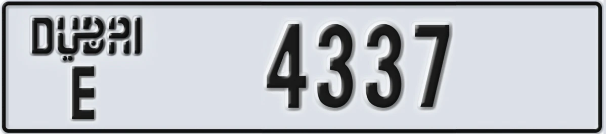 UAE License Plate Dubai E 4337